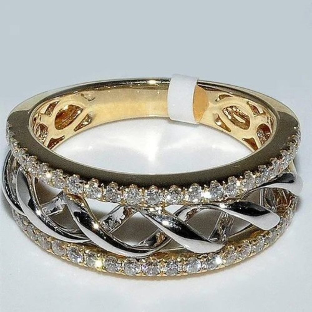 Stunning Chain Link Yellow Gold Plated Ring
